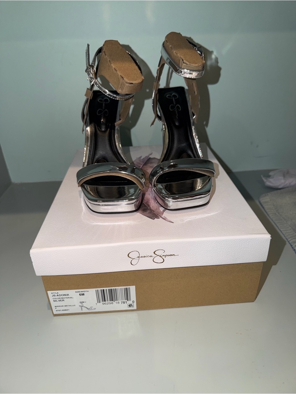 Jessica Simpson Silver Metallic Ankle-Strap Sandals